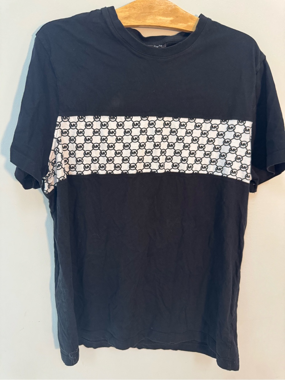 Michael Kors Black Short-Sleeve Tee with Logo Band